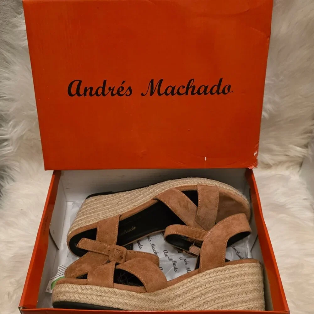 andres machado shoes wedge sandal ante corral size 11 - Picture 1 of 8